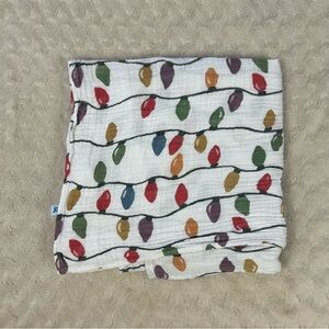 Little Unicorn Holiday Christmas Lights Baby Swaddle Blanket Red White Green